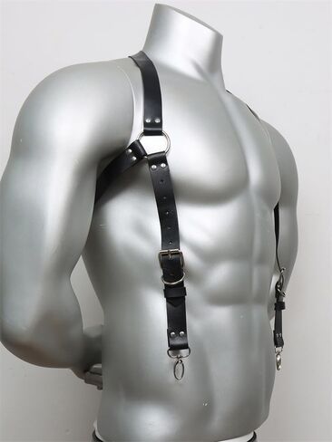 Men's Harness Belt Outfits, Adjustable Faux Leather Buckle Shoulder Armors Harness Straps, Steampunk Shoulder Belts Wedding Punk Suspenders for Nightclub Cosplay Party Rave Costumes in Saudi Arabia