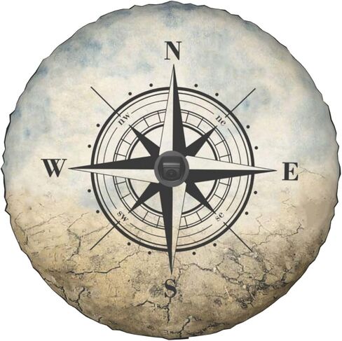 Compass Rose Spare Tire Cover with Backup Camera Hole Leather Wheel Cover for Wrangler JL, Sport & Sahara (2018-2025) in Saudi Arabia