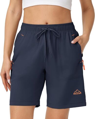Gopune Women's 8" Hiking Shorts Lightweight Quick Dry Athletic Running Summer Shorts Water Resistant Zipper Pockets in Saudi Arabia