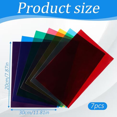 Colorful Window Film, 7 Colors Transparent Window Film Self Adhesive Glass Films for DIY Christmas Party Home Decoration 11.8Inch x7.8Inch in Saudi Arabia