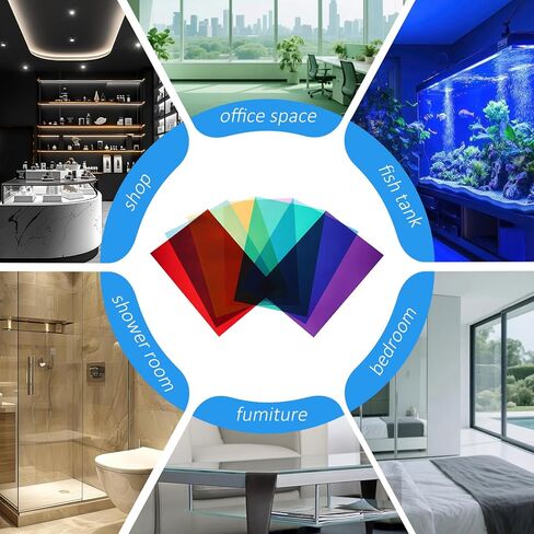 Colorful Window Film, 7 Colors Transparent Window Film Self Adhesive Glass Films for DIY Christmas Party Home Decoration 11.8Inch x7.8Inch in Saudi Arabia