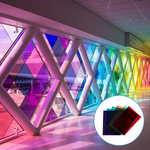 Colorful Window Film, 7 Colors Transparent Window Film Self Adhesive Glass Films for DIY Christmas Party Home Decoration 11.8Inch x7.8Inch in Saudi Arabia