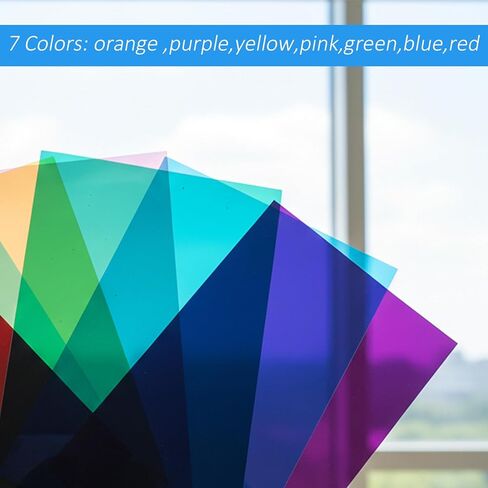 Colorful Window Film, 7 Colors Transparent Window Film Self Adhesive Glass Films for DIY Christmas Party Home Decoration 11.8Inch x7.8Inch in Saudi Arabia
