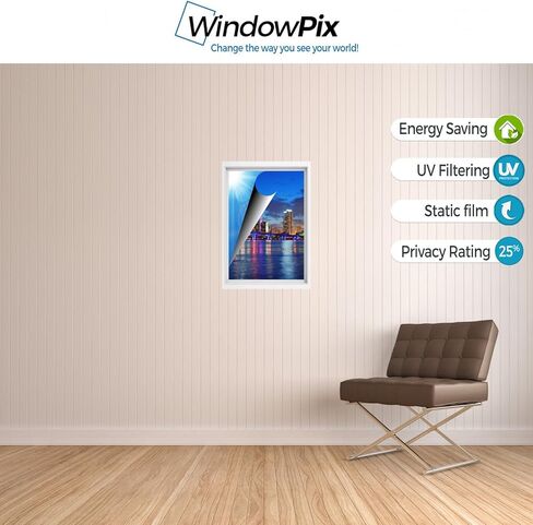 Windowpix 12x12 بوصة طبقة تزيين ثابتة للنوافذ في وسط المدينة ليالي مطبوعة على شفاف لألواح زجاج النوافذ. حماية من الأشعة فوق البنفسجية، وتوفير الطاقة. in Kuwait