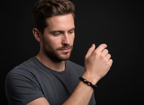 Men’s Leather Bracelet – Stainless Steel Clasp, Adjustable Wrap Design, Stylish Jewelry Gift for Him in Saudi Arabia