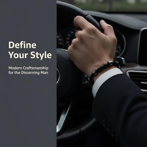 Men’s Leather Bracelet – Stainless Steel Clasp, Adjustable Wrap Design, Stylish Jewelry Gift for Him in Saudi Arabia