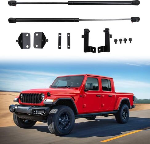 يدعم رفع غطاء محرك السيارة متوافق مع 2020-2026 Jeep Gladiator JT 2018-2026 Wrangler JLU غطاء محرك السيارة دعم الدعامات غطاء محرك السيارة المخمدات جميع الأحوال الجوية 1 زوج لملحقات المصارع 2025 in Kuwait