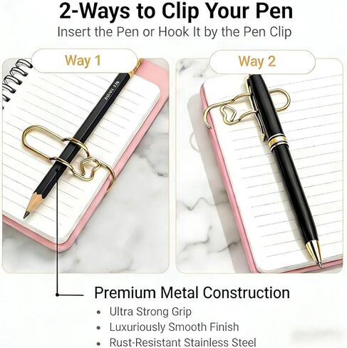 16 Pack Metal Pen Holder Clips, Stainless Steel Pen Loop Holders for Notebook Journal & Book, Ideal for School Office Students Teachers & Professionals, 4 Gold, 4 Rose Gold, 4 Silver & 4 Black in Kuwait