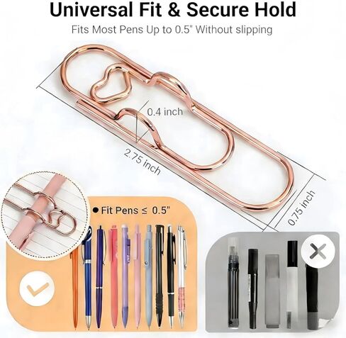 16 Pack Metal Pen Holder Clips, Stainless Steel Pen Loop Holders for Notebook Journal & Book, Ideal for School Office Students Teachers & Professionals, 4 Gold, 4 Rose Gold, 4 Silver & 4 Black in Kuwait