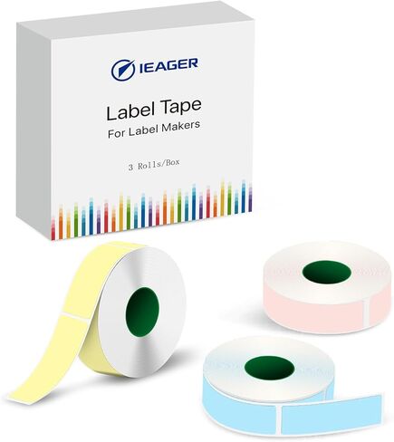 شريط صانع الملصقات iEager، مقاس 12 مم × 40 مم، ملصق حراري أبيض لآلة صنع الملصقات، ملصقات تخزين منزلية، ملصقات ذاتية اللصق، مجموعة من 3 قطع in Kuwait