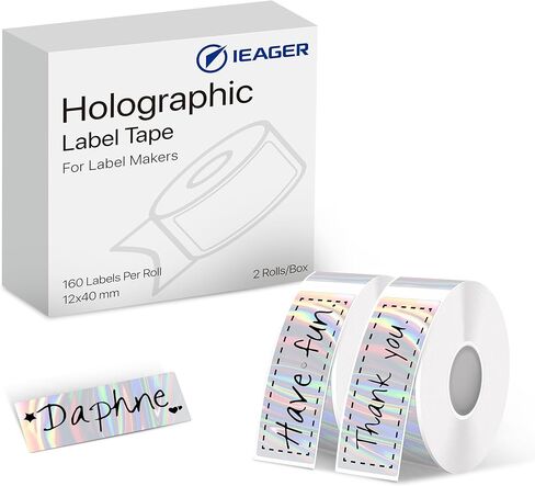 شريط صانع الملصقات iEager، مقاس 12 مم × 40 مم، ملصق حراري أبيض لآلة صنع الملصقات، ملصقات تخزين منزلية، ملصقات ذاتية اللصق، مجموعة من 3 قطع in Kuwait