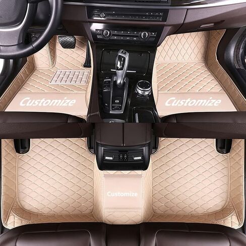 Custom Fit Car Floor Mats - Full Coverage Automotive Leather Floor Liners for Most Vehicles by MingyunSM (Black & Red) in Saudi Arabia