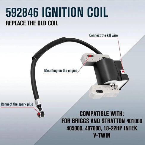 Ignition Coil Armature Magneto for Briggs & Stratton 592846 Replaces 691060 799651 for 401000 405000 407000 Series 18-22 HP Intek V-Twin Engines in Kuwait