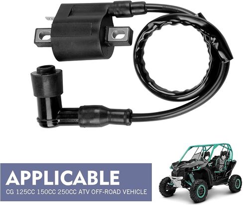 Motorcycle Ignition Coil, Spark Plug Wire Ignitor Line Kit, Universal for CG 125cc 150cc 200cc 250cc Vertical Engine ATV Sand Rail Dirt Bike Go Kart (Black) in Saudi Arabia