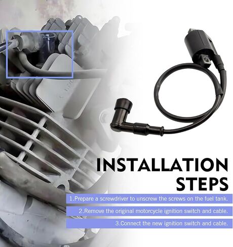 Motorcycle Ignition Coil, Spark Plug Wire Ignitor Line Kit, Universal for CG 125cc 150cc 200cc 250cc Vertical Engine ATV Sand Rail Dirt Bike Go Kart (Black) in Saudi Arabia