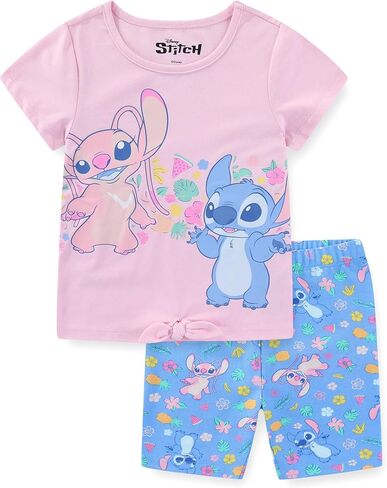 Disney Lilo & Stitch Angel Girls Short Sleeve T-Shirt and Bike Shorts Set for Big Kids in Saudi Arabia