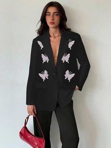 Women Blazer Suit Jacket Notched Collar Casual Work Office Blazers in Saudi Arabia