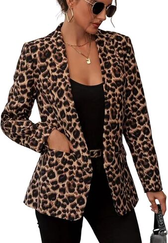 utcoco Women 2025 Fashion Leopard Blazers Business Casual Open Front Blazer Work Office Suit Jackets with Pockets in Kuwait