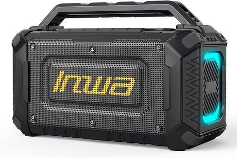 مكبرات صوت بلوتوث محمولة من Inwa متوافقة مع بطارية DeWalt 20V/FLEXVOLT وMilwaukee M18، ومكبرات صوت لاسلكية في موقع العمل بقدرة 60 وات، وصندوق Boombox عالي الصوت مع أضواء RGB وAux للعمل/ورشة العمل/المرآب (أسود) in Kuwait