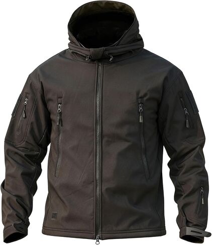 Men's Military Tactical Jacket Fleece Lined Hooded Mens Softshell Jacket Waterproof Windproof and Warm Winter Coat in Saudi Arabia