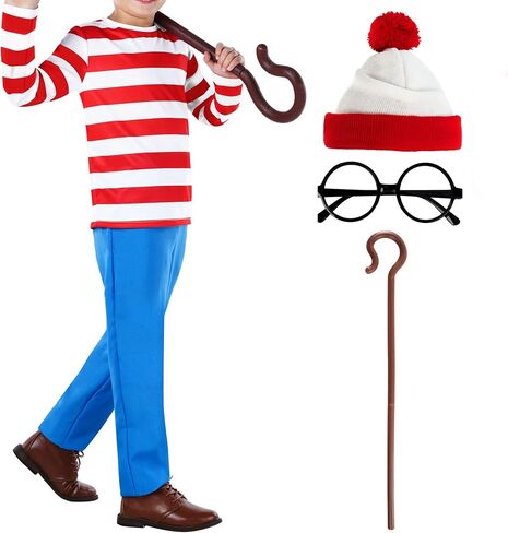 Morph Red and White Striped Costume Kids, Striped Character Costumes, Adult Book Character, World Book Day Costumes for Kids in Saudi Arabia