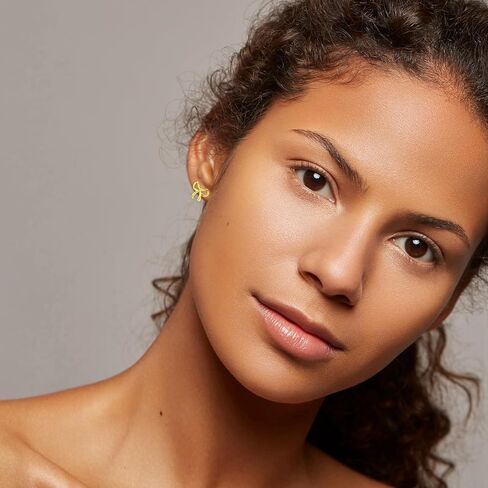 مجموعة مجوهرات ذهبية للنساء عقد على شكل فيونكة وأقراط وسوار على شكل فيونكة صغيرة قلادة أنيقة على شكل قلادة مطلية بالذهب عيار 14 قيراط ومطرزة بسوار قابل للتكديس على شكل فيونكة هدايا مجوهرات in Kuwait