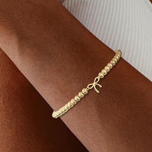 مجموعة مجوهرات ذهبية للنساء عقد على شكل فيونكة وأقراط وسوار على شكل فيونكة صغيرة قلادة أنيقة على شكل قلادة مطلية بالذهب عيار 14 قيراط ومطرزة بسوار قابل للتكديس على شكل فيونكة هدايا مجوهرات in Kuwait