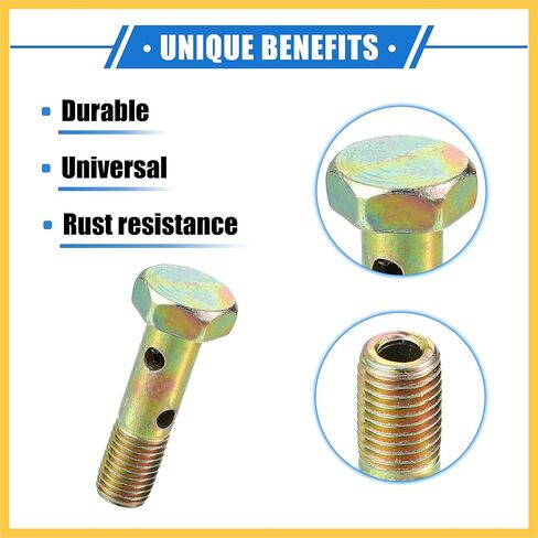 Double Banjo Bolt Kit, M8x1.0 Length 32mm Metric Thread Turbo Brake Line Fitting Adapter Universal for Car Durable Metal Bronze Tone W/Washers Auto Replacement Parts in Saudi Arabia