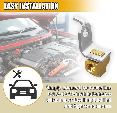 3-Way Brake Line Tee with Mounting Bracket, Brass Brake Line Union Fitting 3/16" for 3/8"-24 Threads Maintaining Brake System, Universial Car Accessory for Fuel Line Liquid Line Brake line in Saudi Arabia