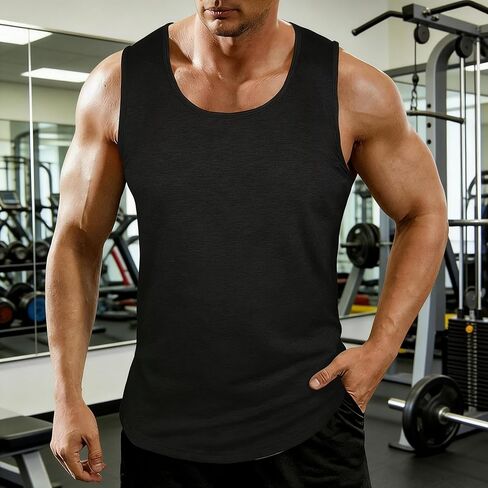 Men's Casual Tank Tops Workout Summer Sleeveless Muscle Gym Shirts Beach Fashion Tank Shirt in Saudi Arabia