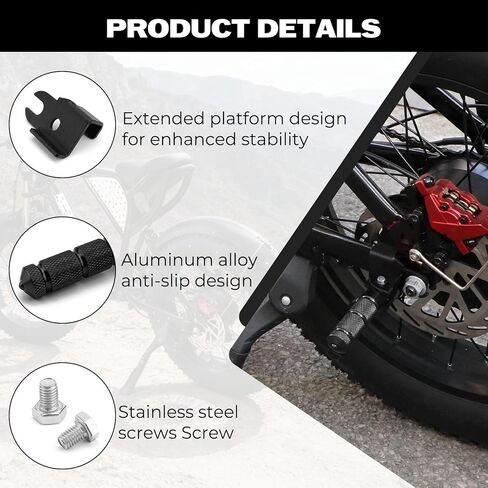 Upgraded Passenger Foot Pegs for Ridstar Q20, Bicycle Bike Pegs, 90 Degree Foldable M8 Bolts Aluminum Alloy Footpegs Foot Rest Pedals for Ridstar Q20, Rearsets Foot Rest (Black Foldable) in Saudi Arabia