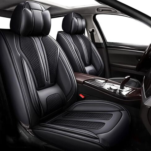 TTX LIGHTING Car Seat Covers Full Set Fit for Hyundai Santa Fe 2007-2024 2025 Breathable and Waterproof Faux Leather Anti-Slip Automotive 5 Seat Covers with Airbag Compatible(Black,5 Seats) in Kuwait