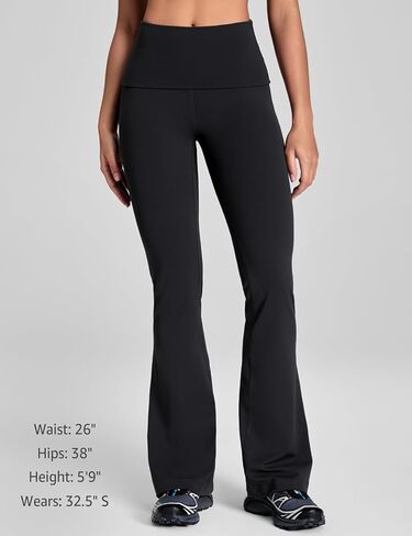 HeyNuts Mellow Fold Over Flare Leggings 29"/30.5"/32.5"/34.5", High Waisted Tummy Control Bootcut Y2K Foldover Yoga Pants in Saudi Arabia