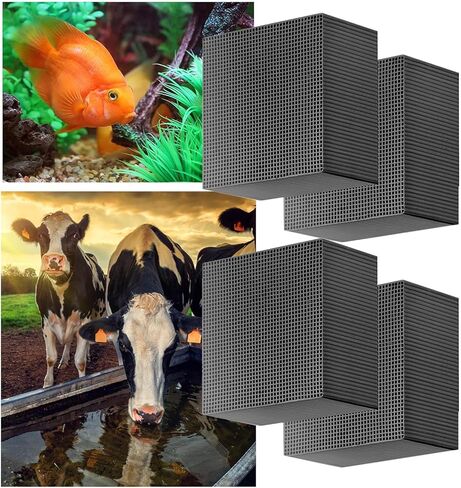 4 قطعة فلتر مكعب لحوض السمك، حوض سمك من الكربون المنشط للبرك، خزان الأسماك، خزان مخزون للخيول، 4 × 4 × 2 بوصة، مكعب منقي مياه حوض السمك البيئي. in Kuwait