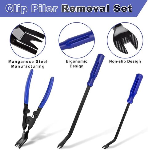 مجموعة أدوات إزالة القطع الأوتوماتيكية 7 قطع مع أداة فك بلاستيكية وأداة إزالة المشبك لإزالة لوحة جسم السيارة ومشابك باب لوحة القيادة، وتنجيد السيارات ومسامير تثبيت كماشة وأدوات إزالة in Kuwait