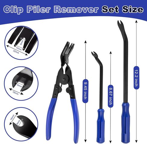 مجموعة أدوات إزالة القطع الأوتوماتيكية 7 قطع مع أداة فك بلاستيكية وأداة إزالة المشبك لإزالة لوحة جسم السيارة ومشابك باب لوحة القيادة، وتنجيد السيارات ومسامير تثبيت كماشة وأدوات إزالة in Kuwait