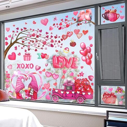 9 ورقات ديكور لعيد الحب، ملصقات نافذة لعيد الحب، ملصق كهروستاتيكي مزدوج الجوانب قابل لإعادة الاستخدام لديكورات نافذة عيد الحب in Kuwait