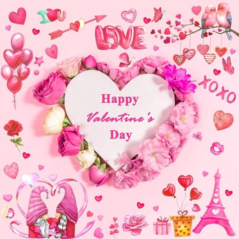 9 ورقات ديكور لعيد الحب، ملصقات نافذة لعيد الحب، ملصق كهروستاتيكي مزدوج الجوانب قابل لإعادة الاستخدام لديكورات نافذة عيد الحب in Kuwait