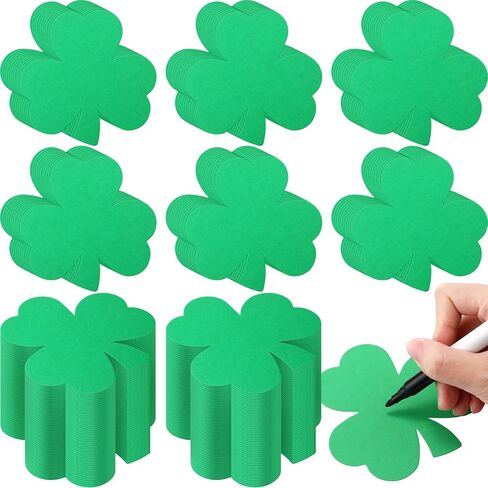 Ctosree 500 Pcs St. Patrick's Day Shamrock Cutouts Bulk 4 Inch Green Shamrocks Clover Cut Outs Shape Die Cuts for Irish Holiday Bulletin Border Craft Decoration in Saudi Arabia