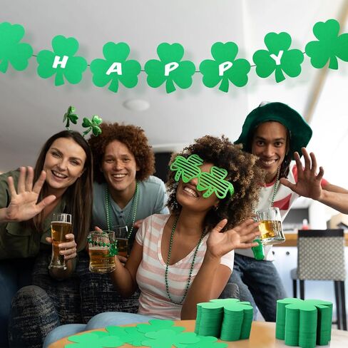 Ctosree 500 Pcs St. Patrick's Day Shamrock Cutouts Bulk 4 Inch Green Shamrocks Clover Cut Outs Shape Die Cuts for Irish Holiday Bulletin Border Craft Decoration in Saudi Arabia