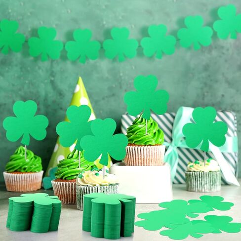 Ctosree 500 Pcs St. Patrick's Day Shamrock Cutouts Bulk 4 Inch Green Shamrocks Clover Cut Outs Shape Die Cuts for Irish Holiday Bulletin Border Craft Decoration in Saudi Arabia