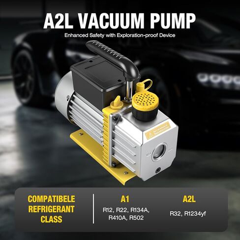 YELLOW JACKET Vacuum Pump 5 CFM, 110V, 1/3 HP, Single Stage Rotary Vane, A2L Sparkless Auto AC Vacuum Pump for R12, R22, R134a, R410a, R502, R32,R1234yf Systems, HVAC/AC Repair, Includes Oil Bottle in Saudi Arabia