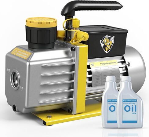 YELLOW JACKET Vacuum Pump 5 CFM, 110V, 1/3 HP, Single Stage Rotary Vane, A2L Sparkless Auto AC Vacuum Pump for R12, R22, R134a, R410a, R502, R32,R1234yf Systems, HVAC/AC Repair, Includes Oil Bottle in Saudi Arabia