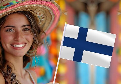 25 Pack Finland Handheld Small Flag,Mini Finnish Hand Held Miniature Stick Decor in Saudi Arabia