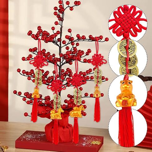 8 Strings Chinese New Year Lucky Coins Charms Chinese Feng Shui Coins 2026 Horse New Year Fortune Coins I-Ching Coins with Tassel Chinese Knot for Wealth Success Good Luck Hanging Decorations in Saudi Arabia