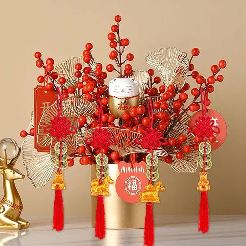 8 Strings Chinese New Year Lucky Coins Charms Chinese Feng Shui Coins 2026 Horse New Year Fortune Coins I-Ching Coins with Tassel Chinese Knot for Wealth Success Good Luck Hanging Decorations in Saudi Arabia