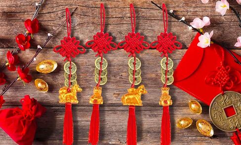 8 Strings Chinese New Year Lucky Coins Charms Chinese Feng Shui Coins 2026 Horse New Year Fortune Coins I-Ching Coins with Tassel Chinese Knot for Wealth Success Good Luck Hanging Decorations in Saudi Arabia