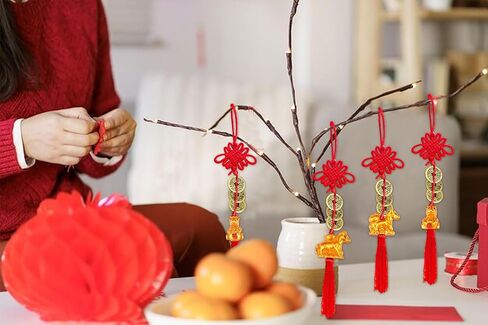 8 Strings Chinese New Year Lucky Coins Charms Chinese Feng Shui Coins 2026 Horse New Year Fortune Coins I-Ching Coins with Tassel Chinese Knot for Wealth Success Good Luck Hanging Decorations in Saudi Arabia