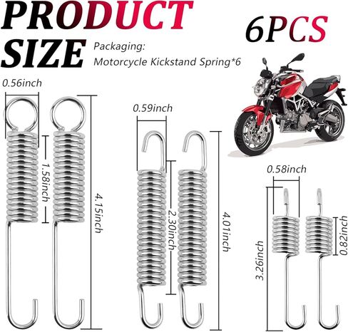 6PCS Motorcycle Kickstand Springs,Sturdy Motorcycle Side Kick Stand Springs Include 3 Sizes,Professional Motorcycles/Bikes Kickstand Spring Replacement as Motorcycles Parts in Kuwait