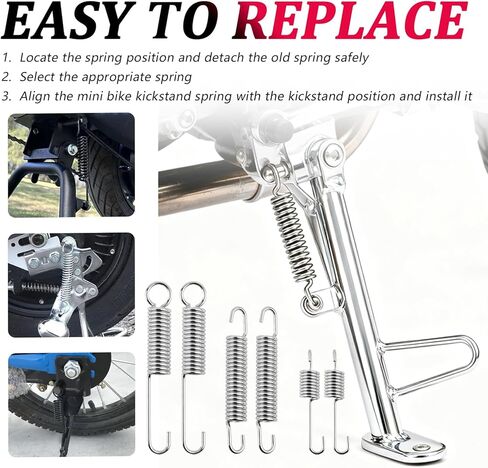 6PCS Motorcycle Kickstand Springs,Sturdy Motorcycle Side Kick Stand Springs Include 3 Sizes,Professional Motorcycles/Bikes Kickstand Spring Replacement as Motorcycles Parts in Kuwait